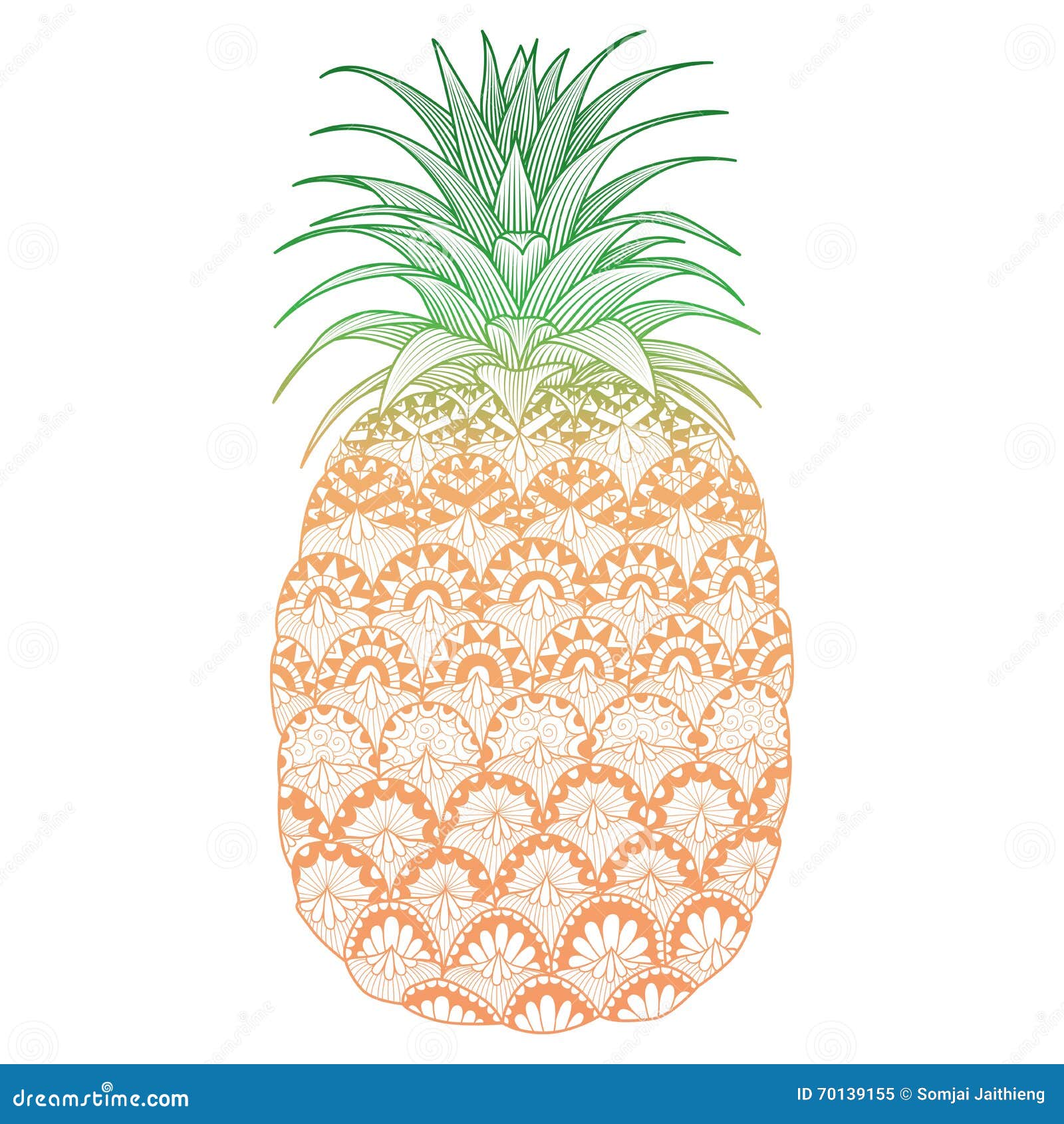 Pineapple Zentangle Stylized for Tshirt Graphics, Cards and so on