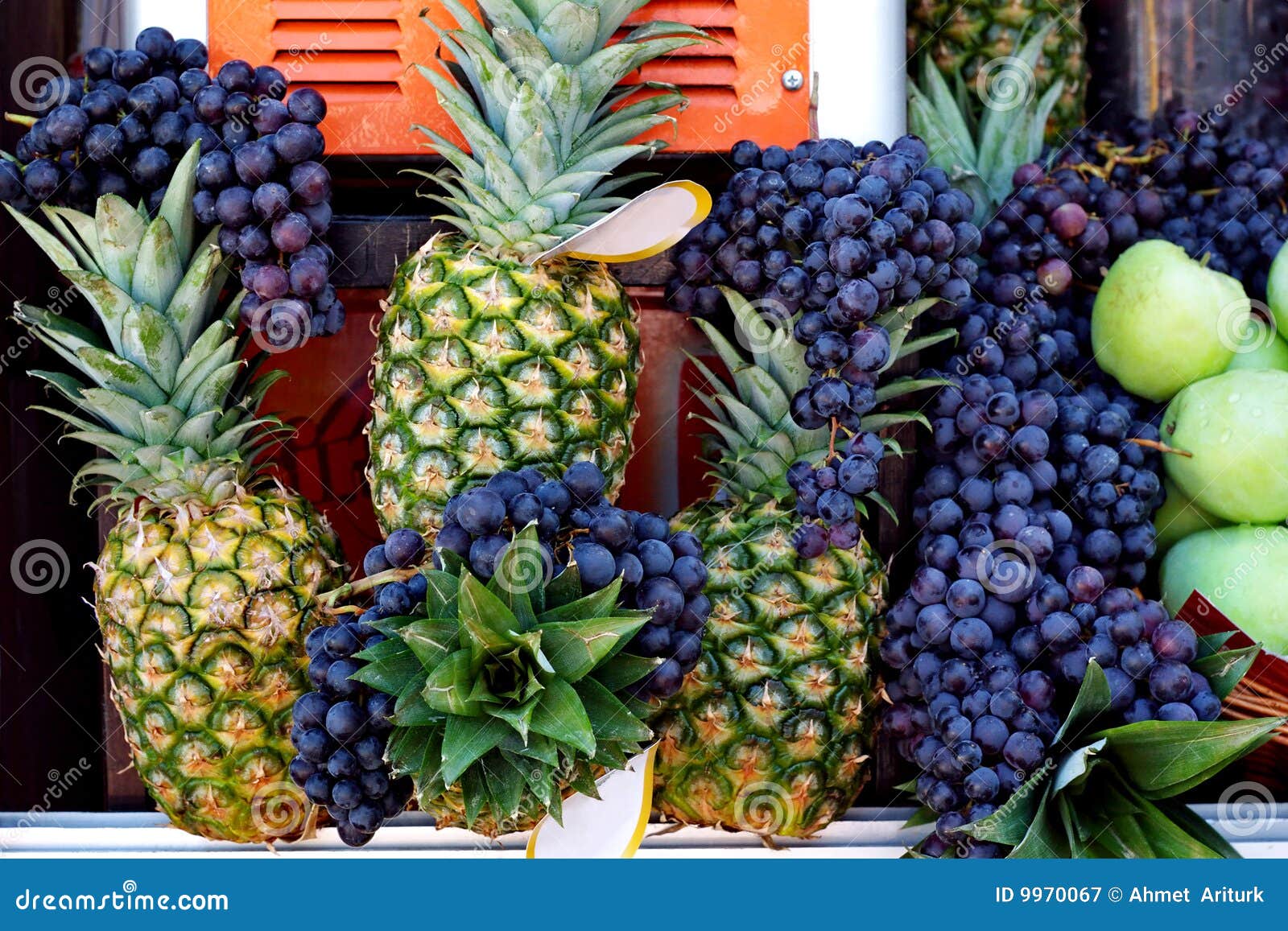 Pineapples and black grape stock image. Image of healthy 9970067