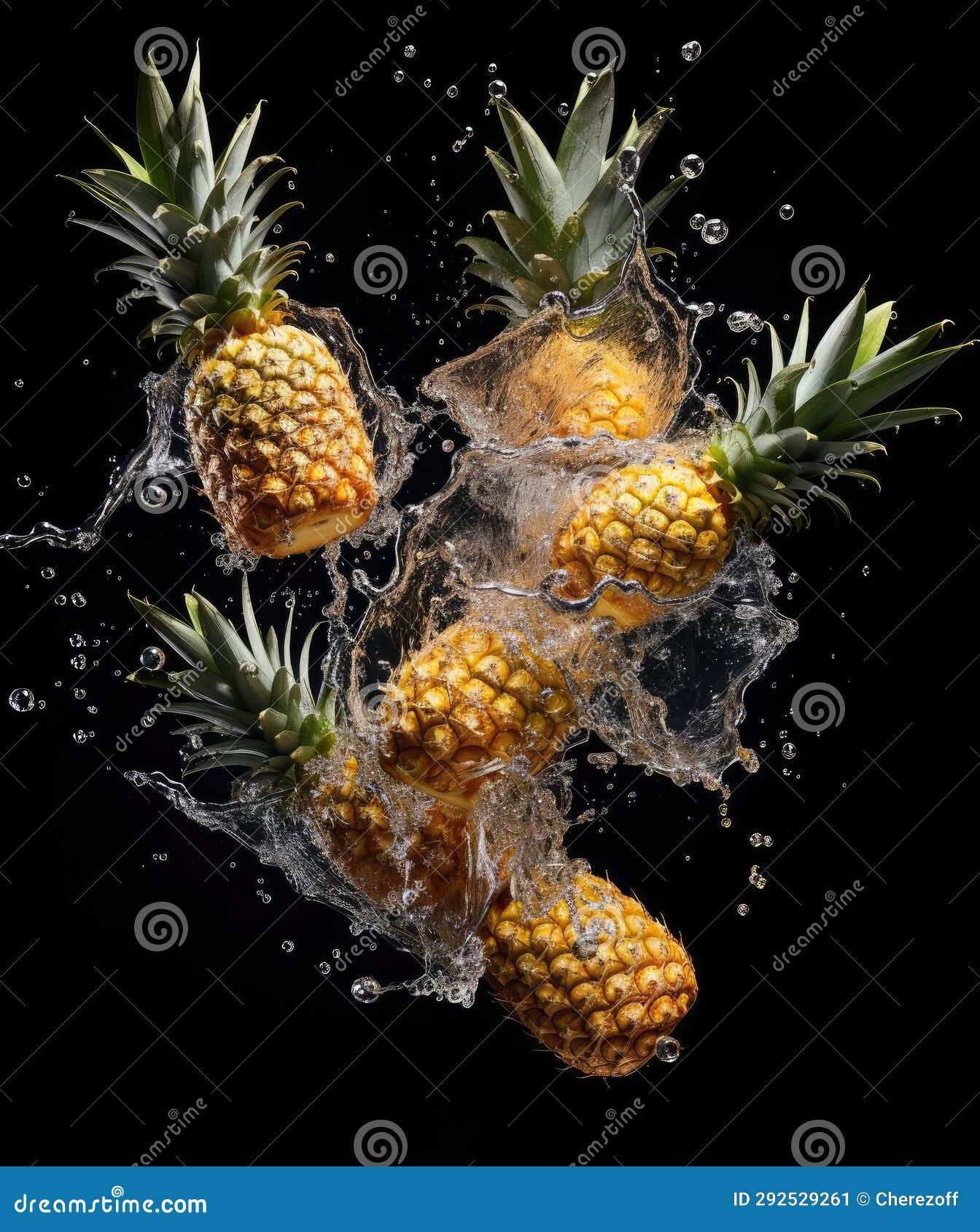 Pineapples Fall into the Water Stock Image Image of background