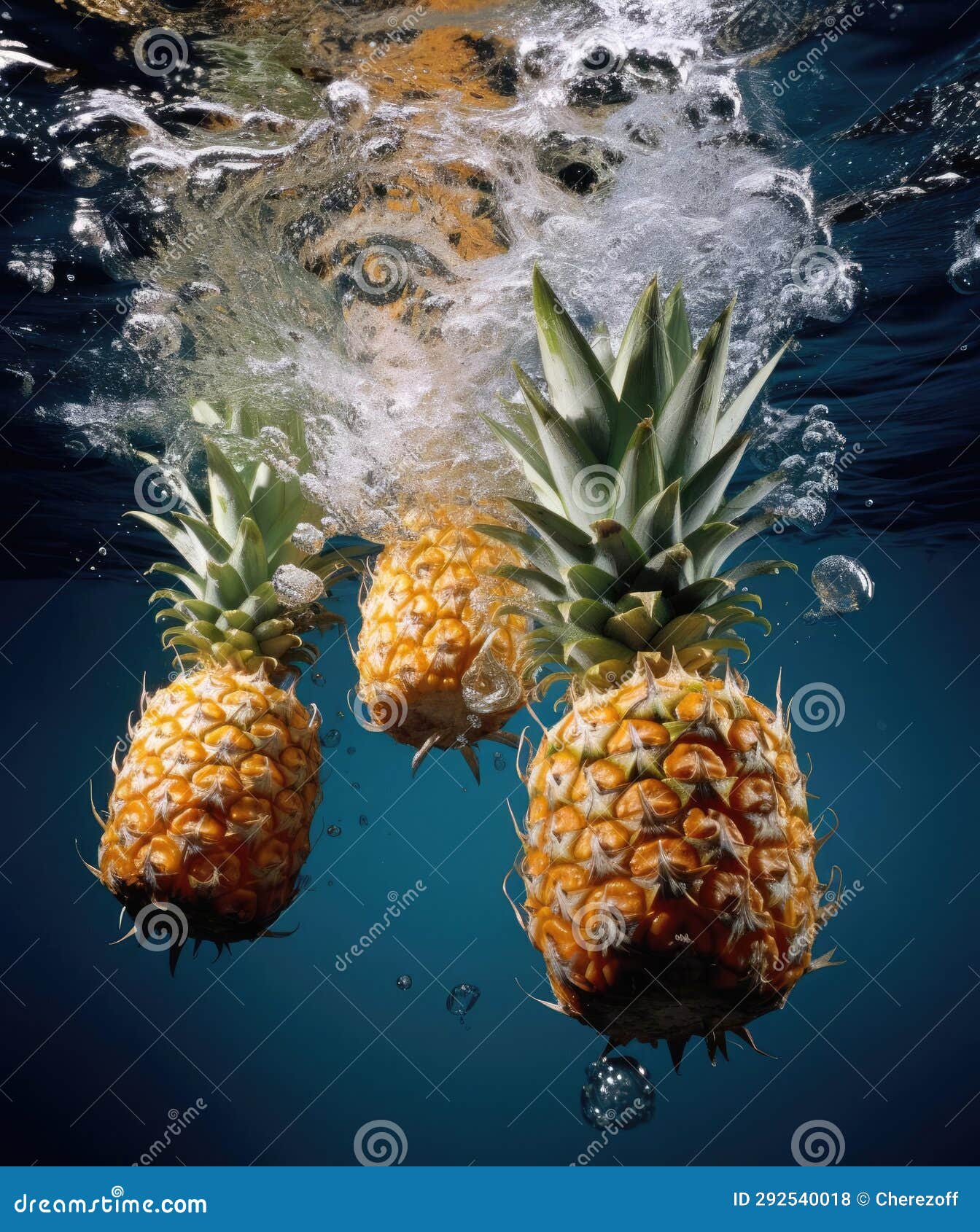 Pineapples Fall into the Water Stock Photo Image of bubble