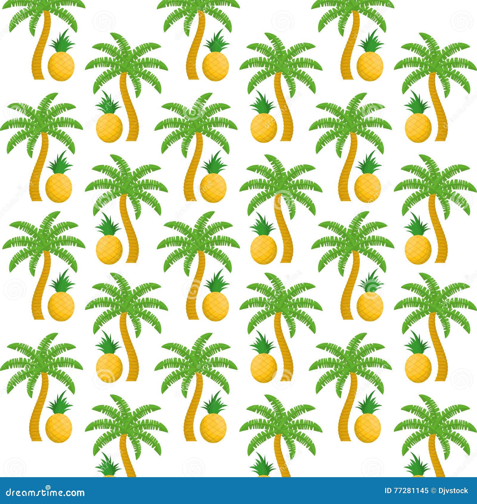 Pineapples Fruits and Palm Trees Background Design Stock Vector ...