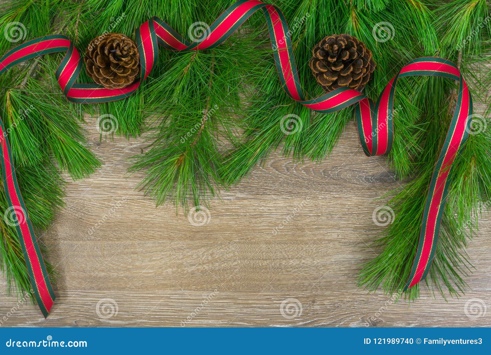 Pinecones Along with Red and Green Christmas Ribbon on White Pin Stock ...