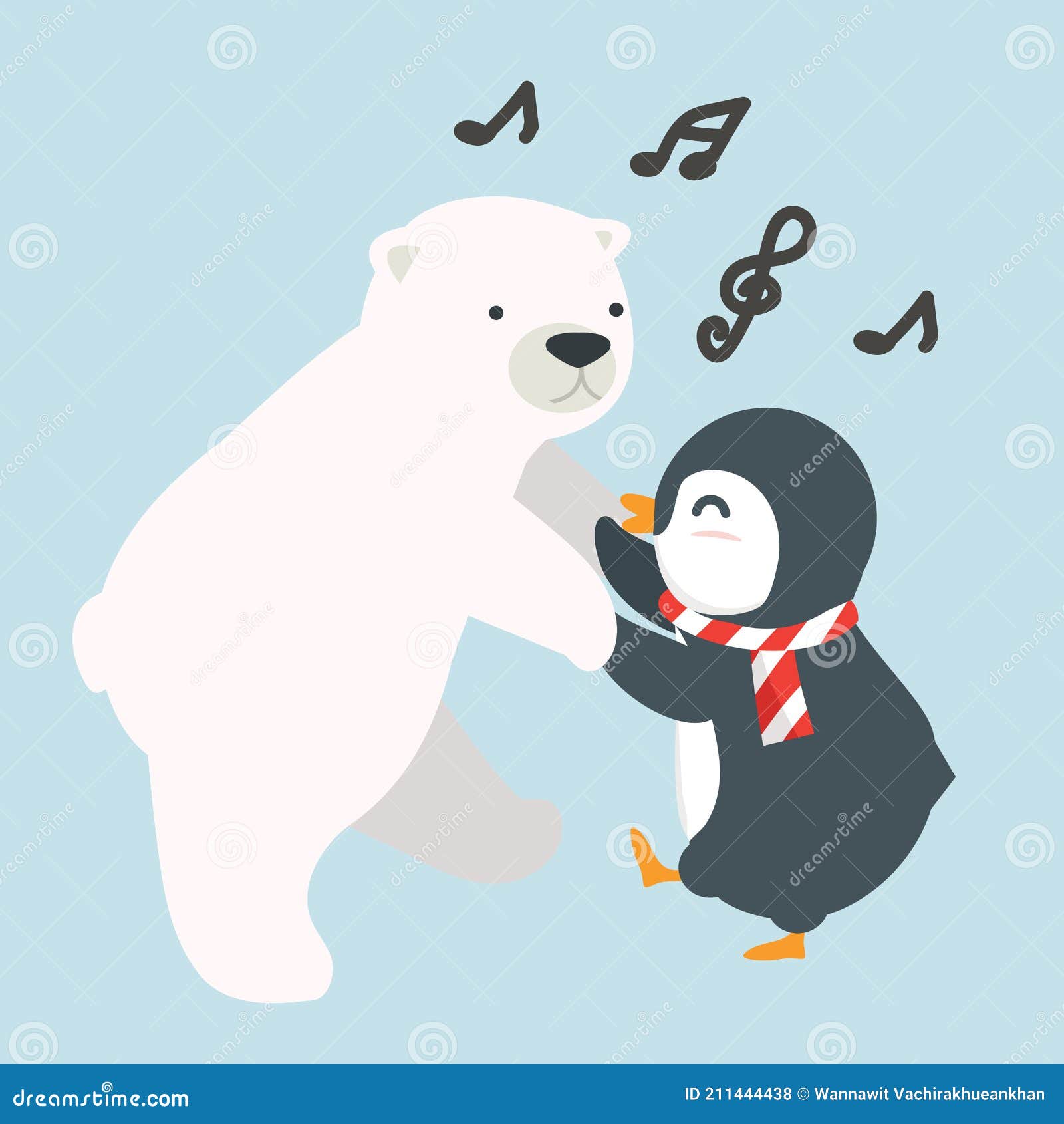 Pingüino Con Oso Polar Vector De Baile Ilustración del Vector - Ilustración  de celebre, mascota: 211444438