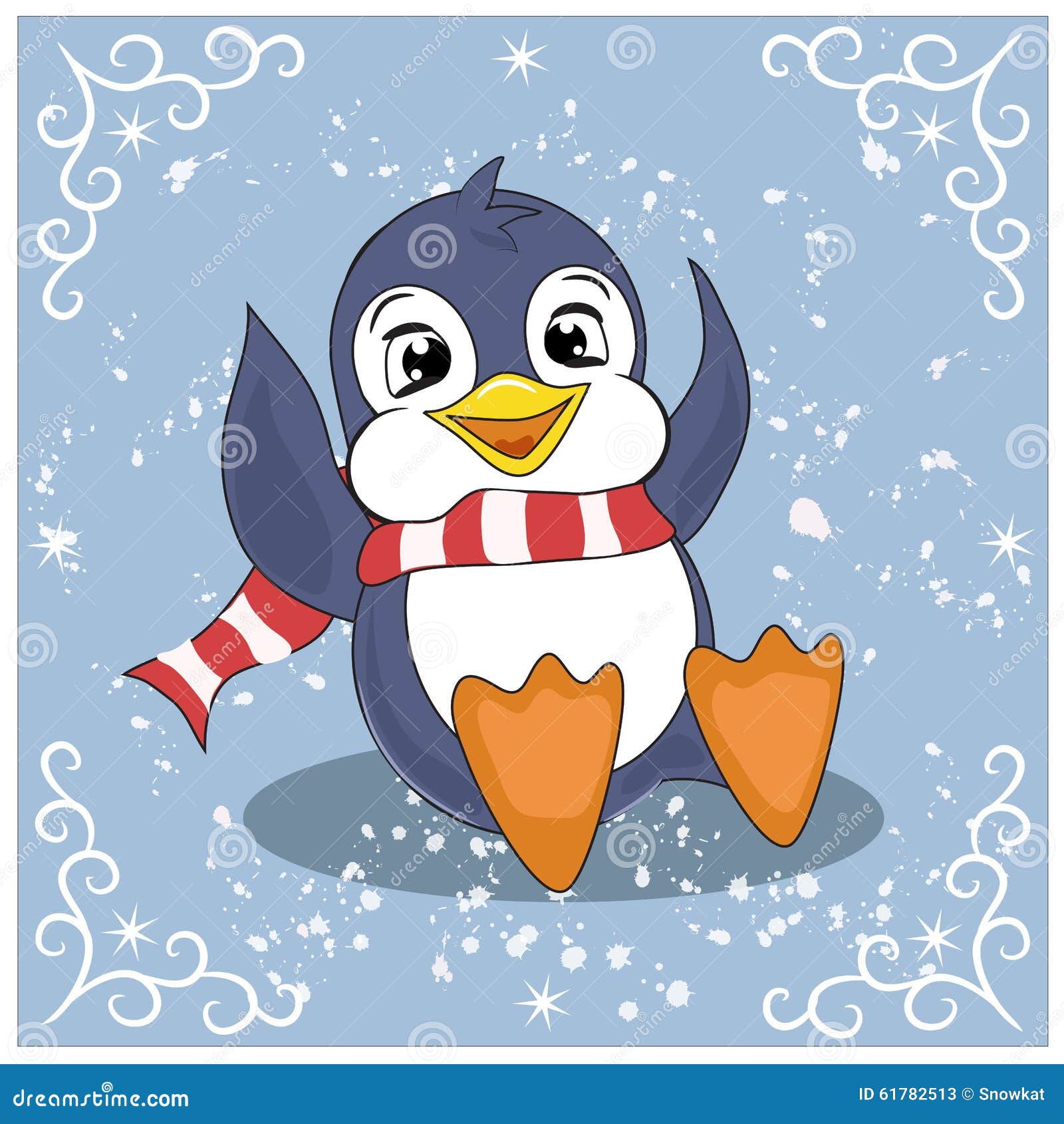 Pingouin Drôle Jouant Des Boules De Neige Illustration Stock