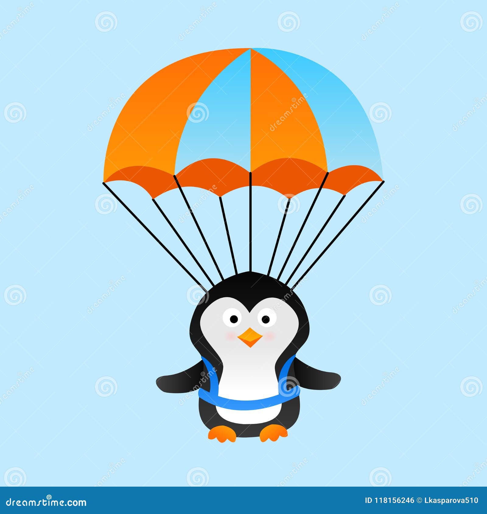 Pinguino Sveglio Del Paracadute Del Fumetto Illustrazione Vettoriale Illustrazione Di Attivo Adrenalina