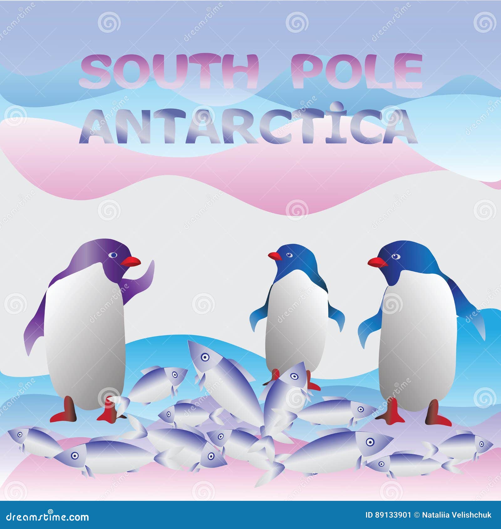 Pinguins Polo Sul Antarctica Ilustração do Vetor - Ilustração de  antarctica, polo: 89133901