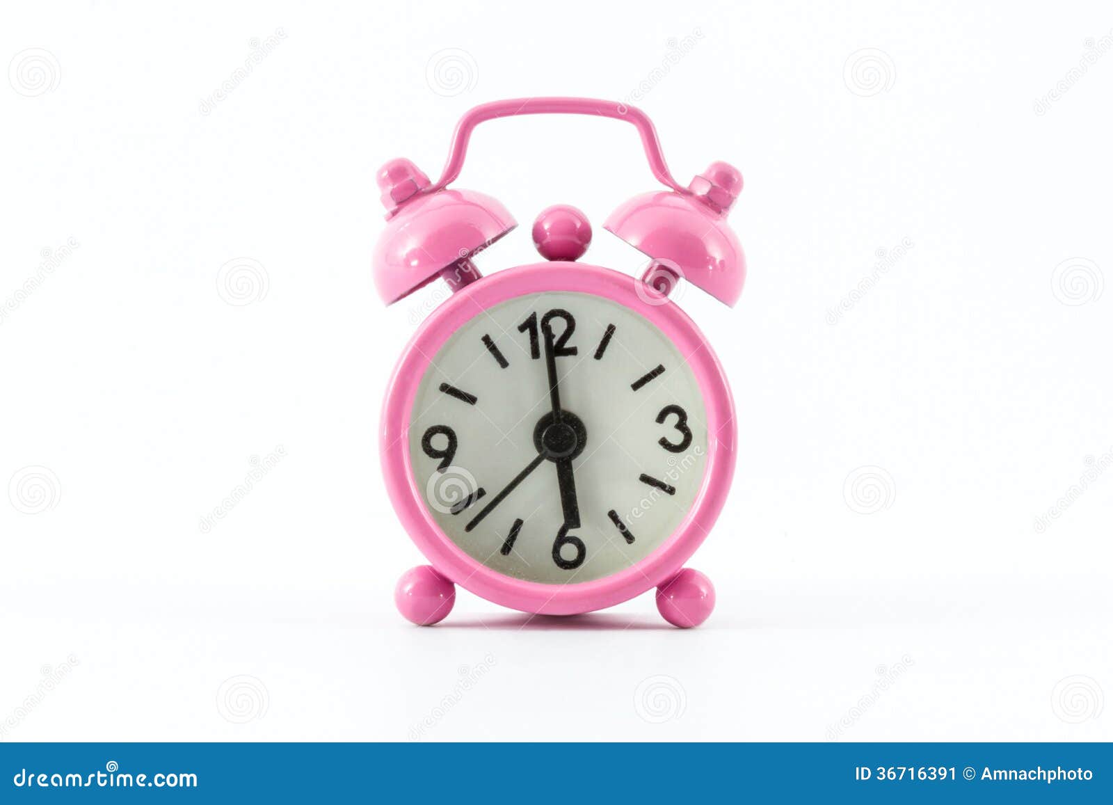 Pink alarm clock. stock image. Image of waking, bell 36716391