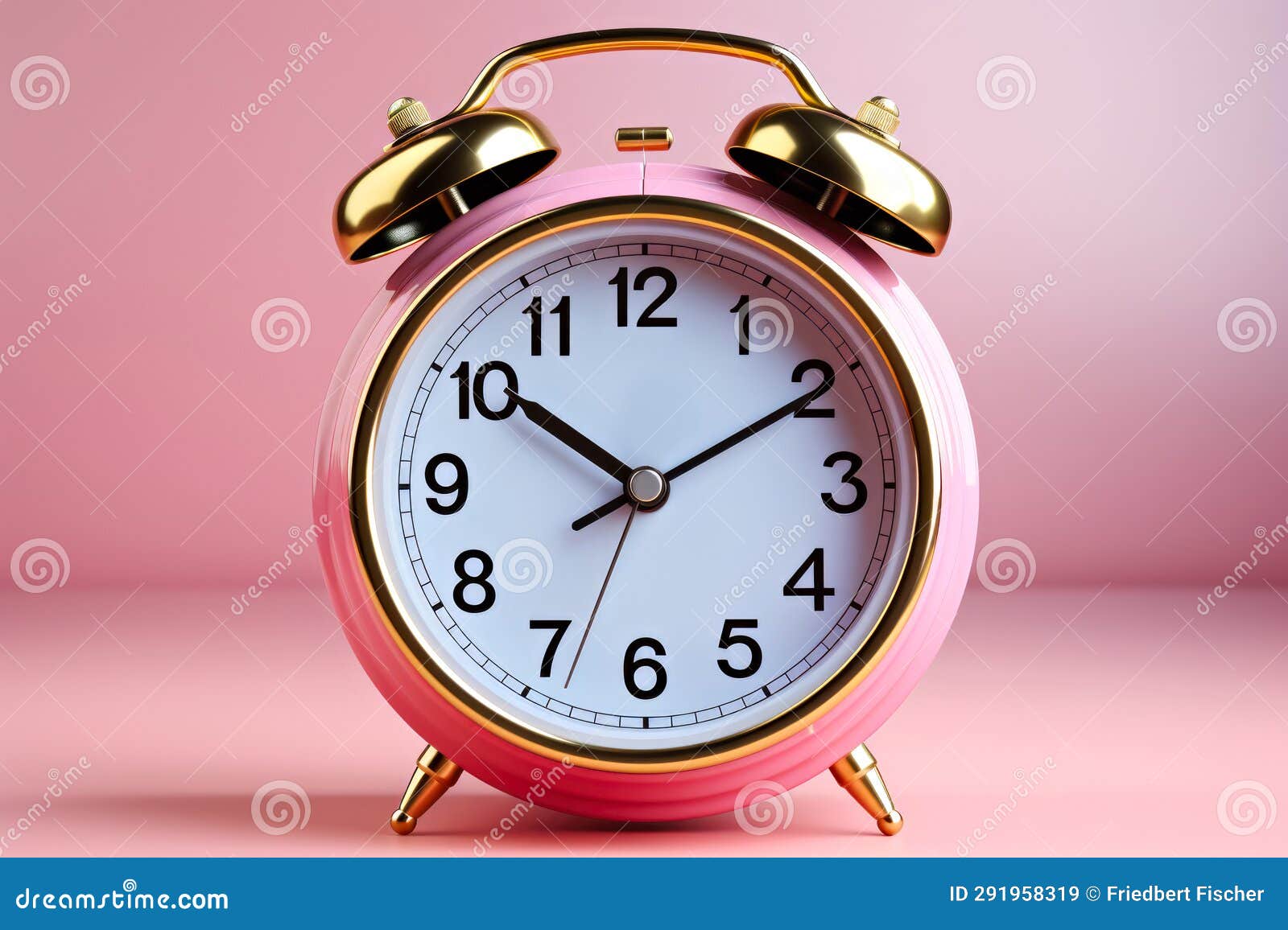 A Pink Alarm Clock Sitting on Top of a Table. Stock Image Image of