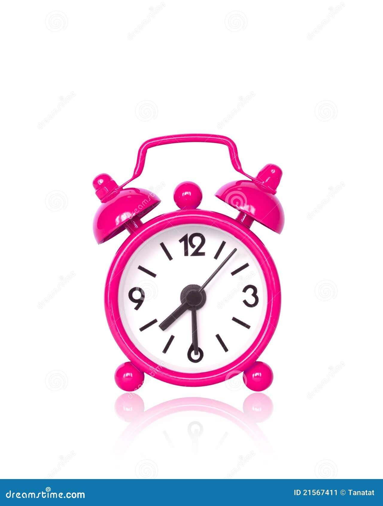 Pink Alarm Clock on White Background Stock Image Image of hammer