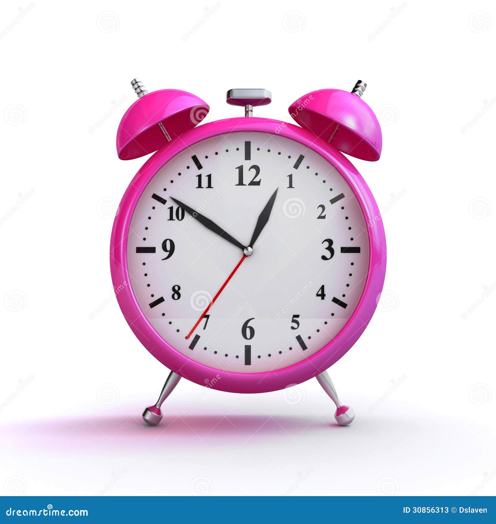 Pink alarm clock stock illustration. Illustration of time - 30856313