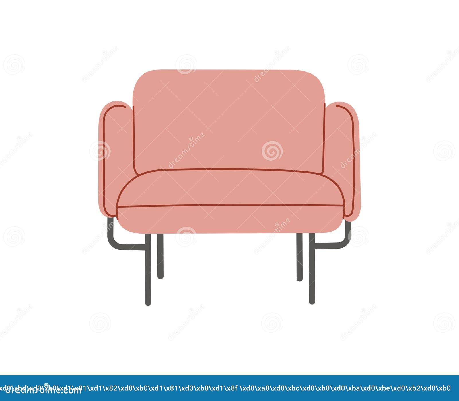 pink armchair scandinavian  on white backgroundfor the interiors of rooms.  flat style