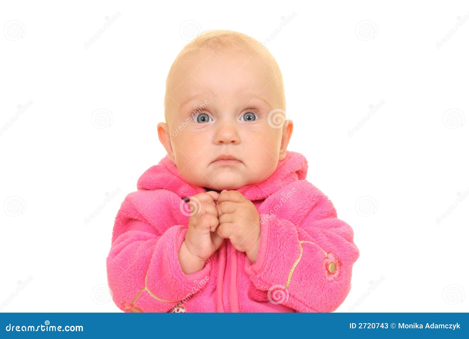 Pink baby girl stock image. Image of sitting, eyes, cute 2720743