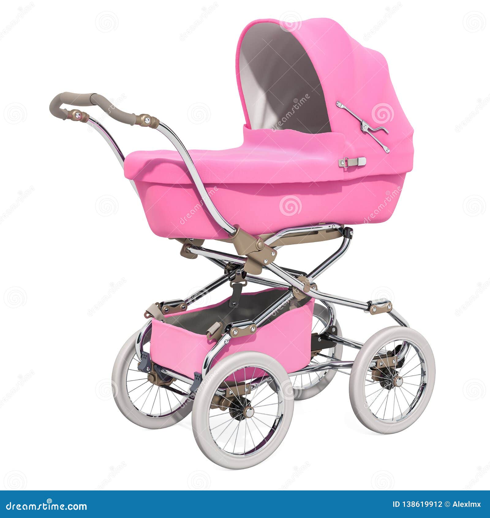 pink and white stroller