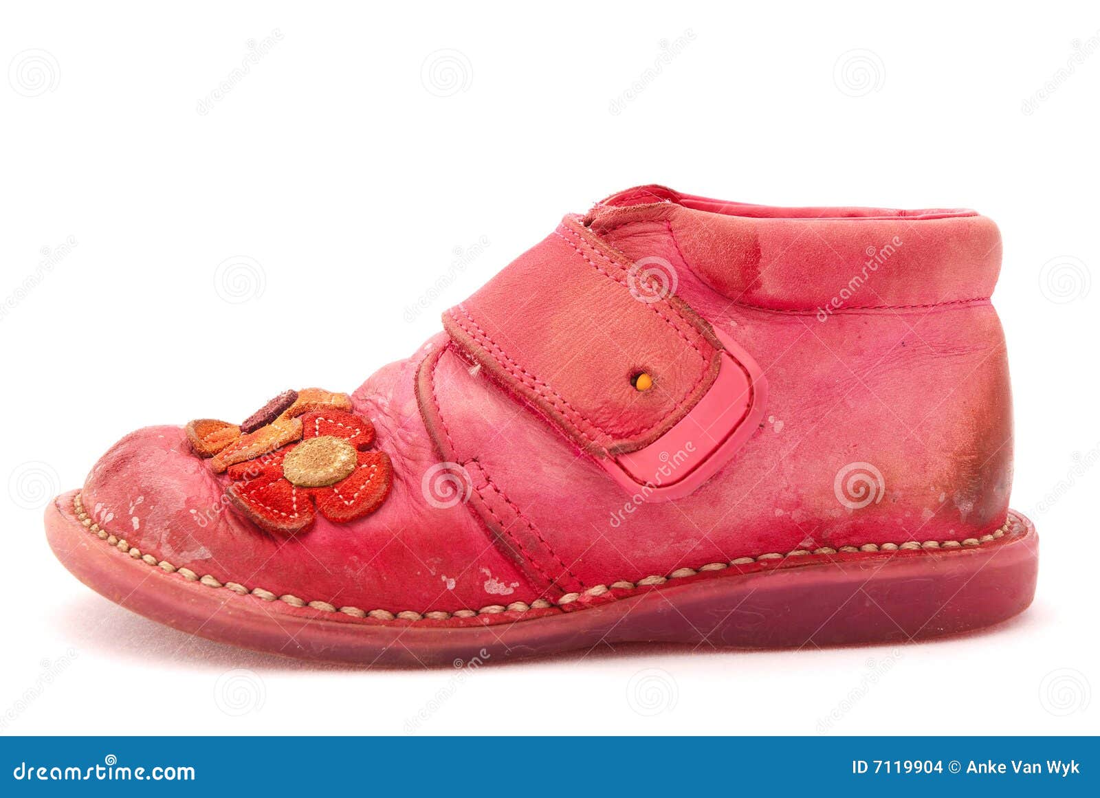 Pink baby shoe on white stock photo. Image of babyhood 7119904