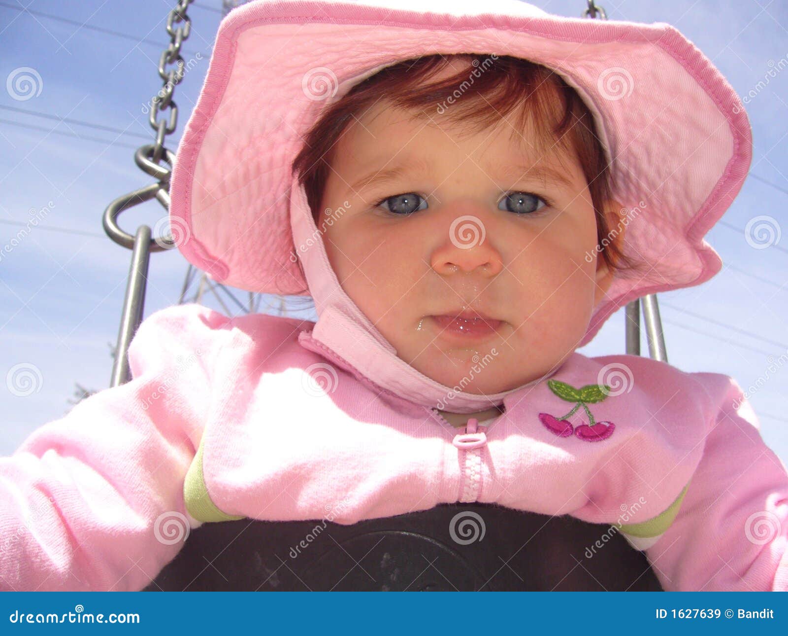 Pink Baby in a Swing stock image. Image of girl 1627639