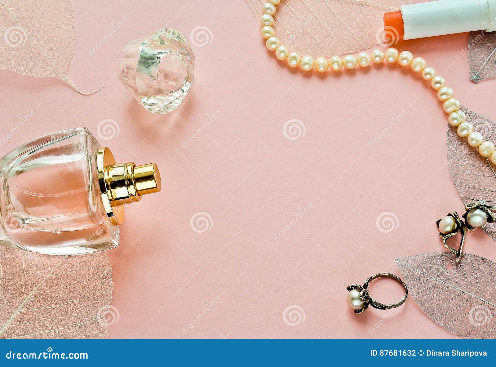 Pink Background with Bottle Perfume Stock Photo - Image of bottles ...