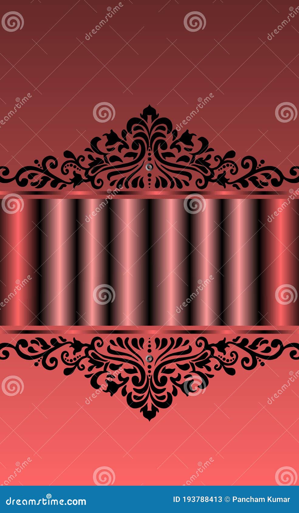 Pink Background with Floral Black Borders. Stock Vector Illustration