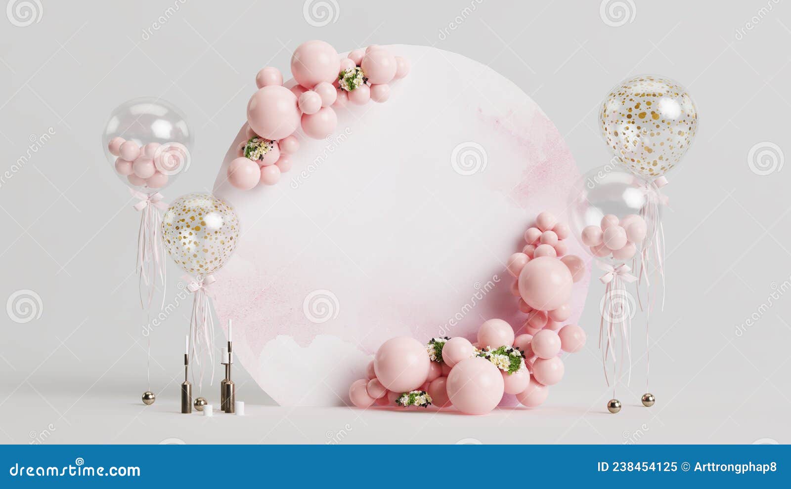 Pink Background Party with Balloons and Pink Frame Stock Illustration Illustration of glow