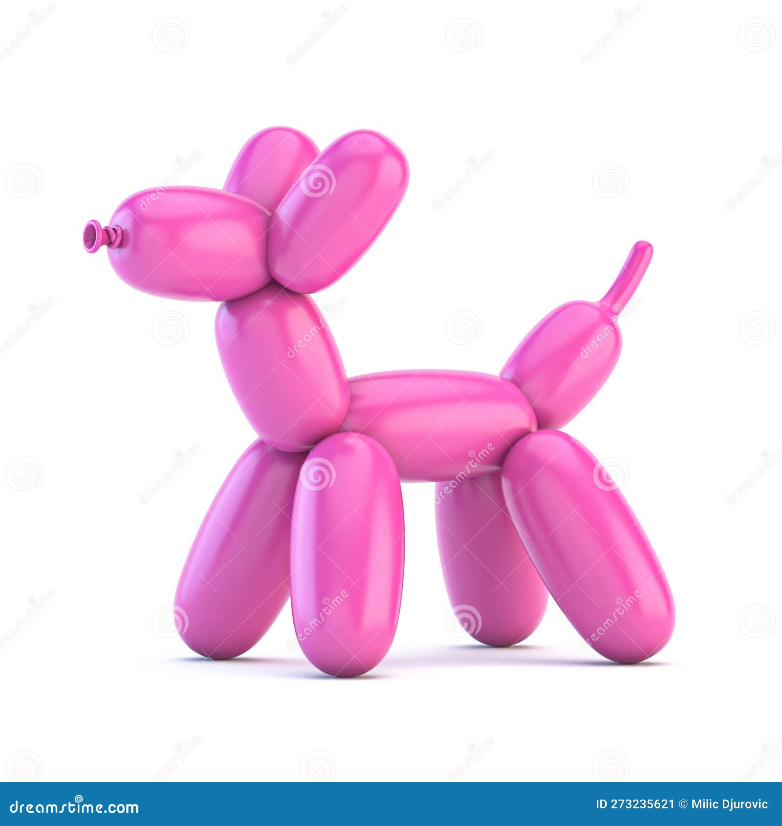 Pink balloon dog 3D stock illustration. Illustration of inflatable