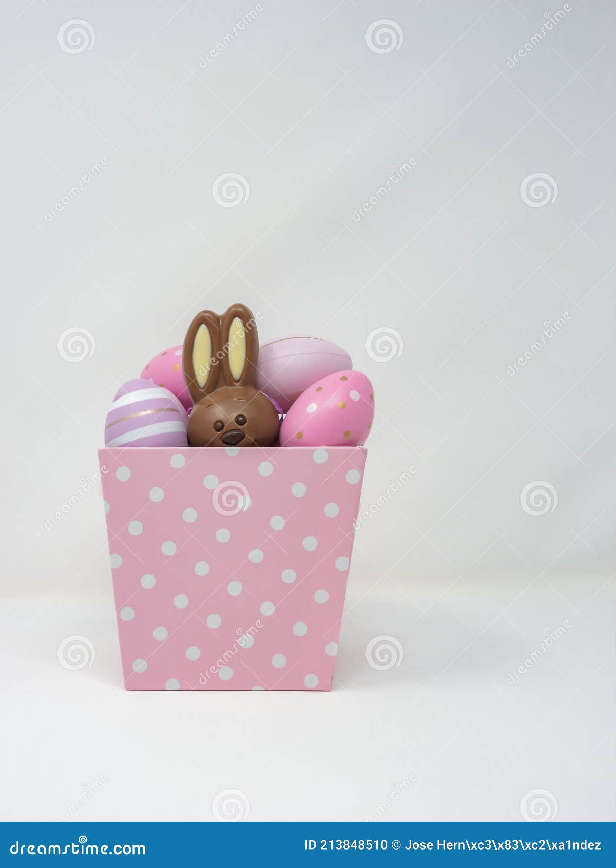 Pink Basket with Easter Eggs and Bunny Stock Photo Image of glucose