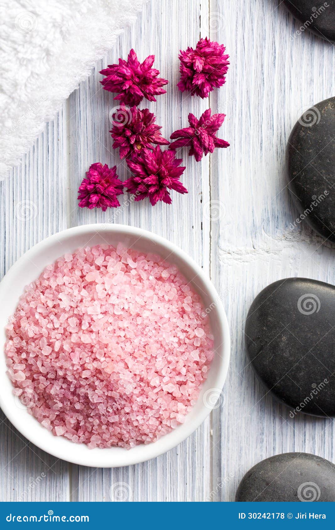 Pink bath salt in bowl stock photo. Image of relax, bowl 30242178