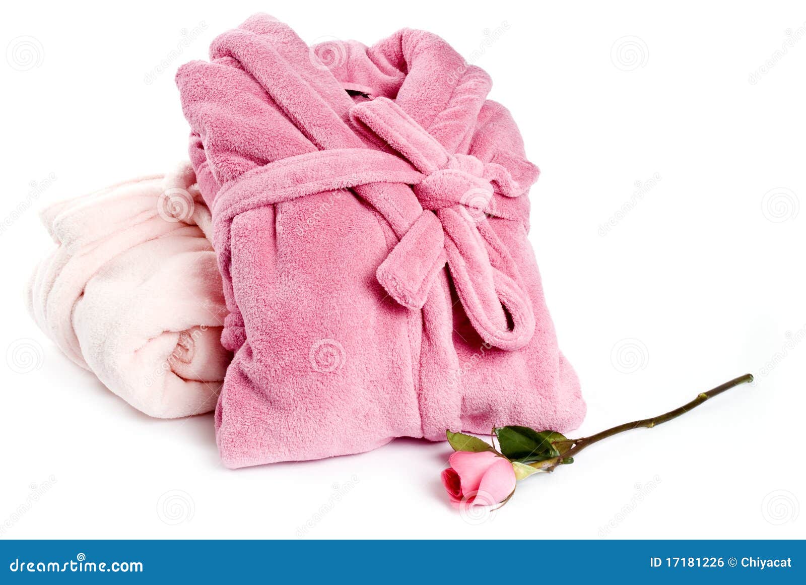 Pink Bathrobes and Rose stock photo. Image of single 17181226