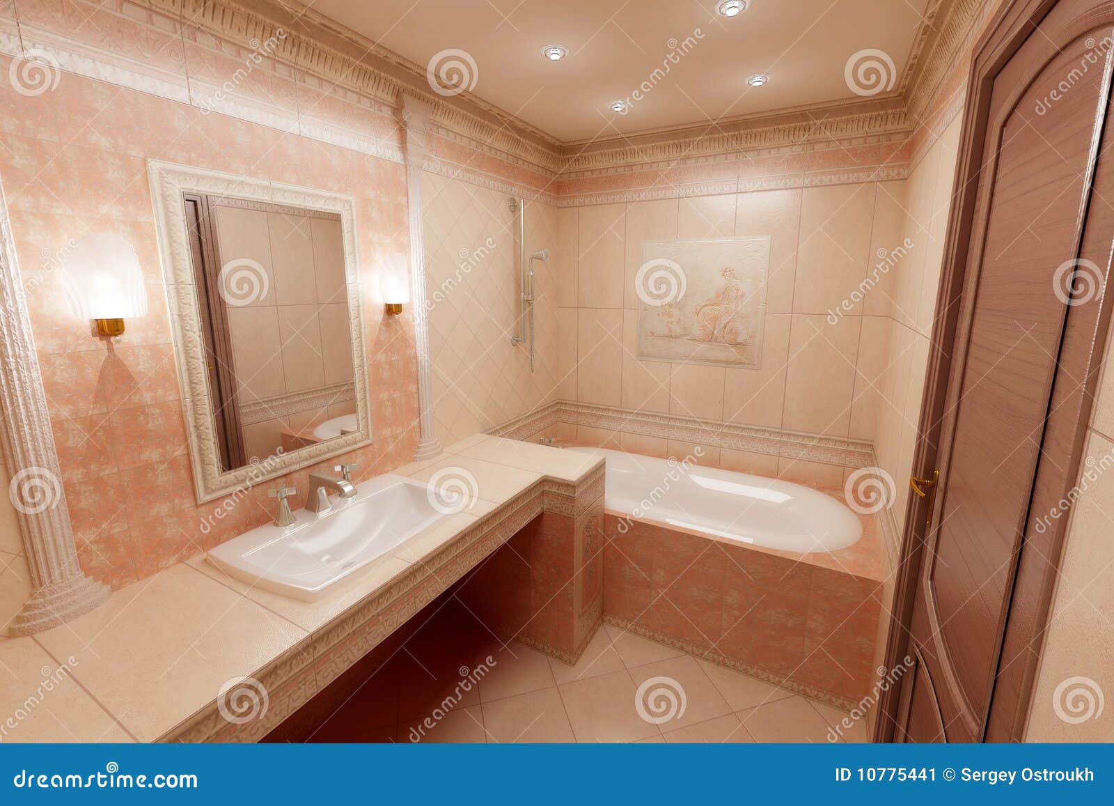 Pink bathroom stock image. Image of house, design, bubble 10775441