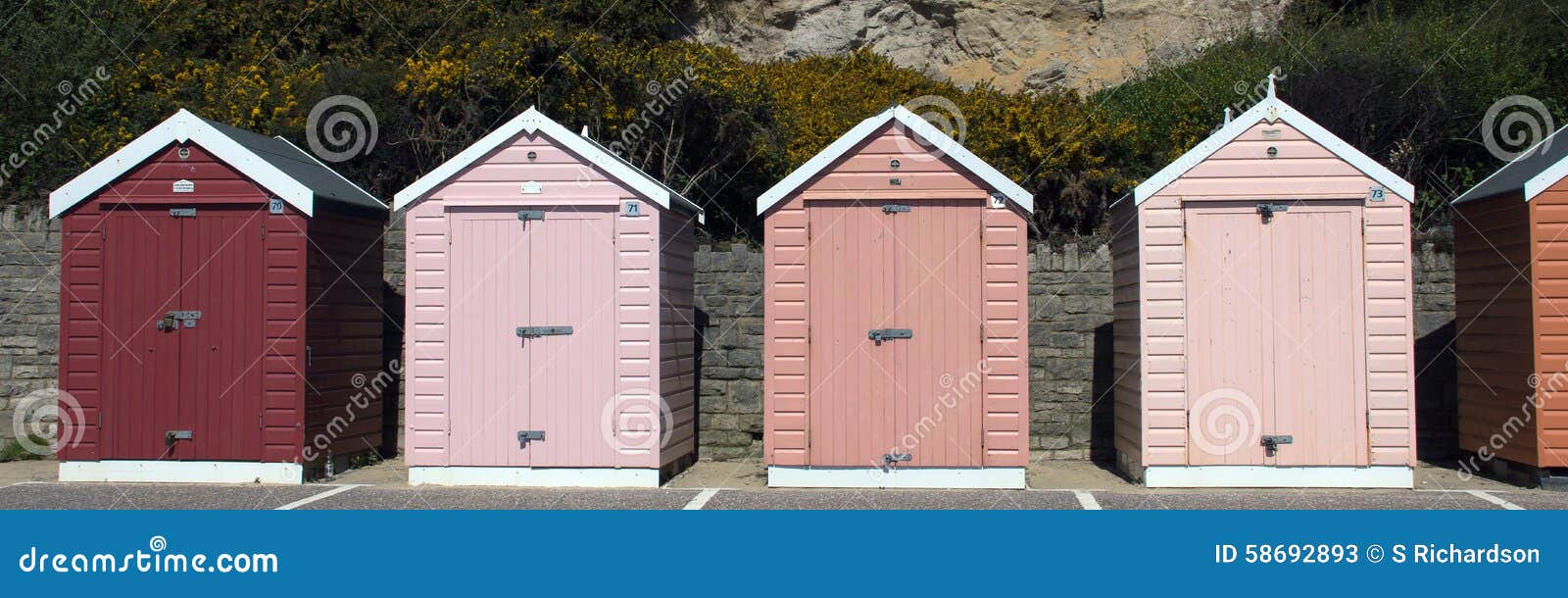 Pink Beach Huts stock image. Image of coloured, huts 58692893