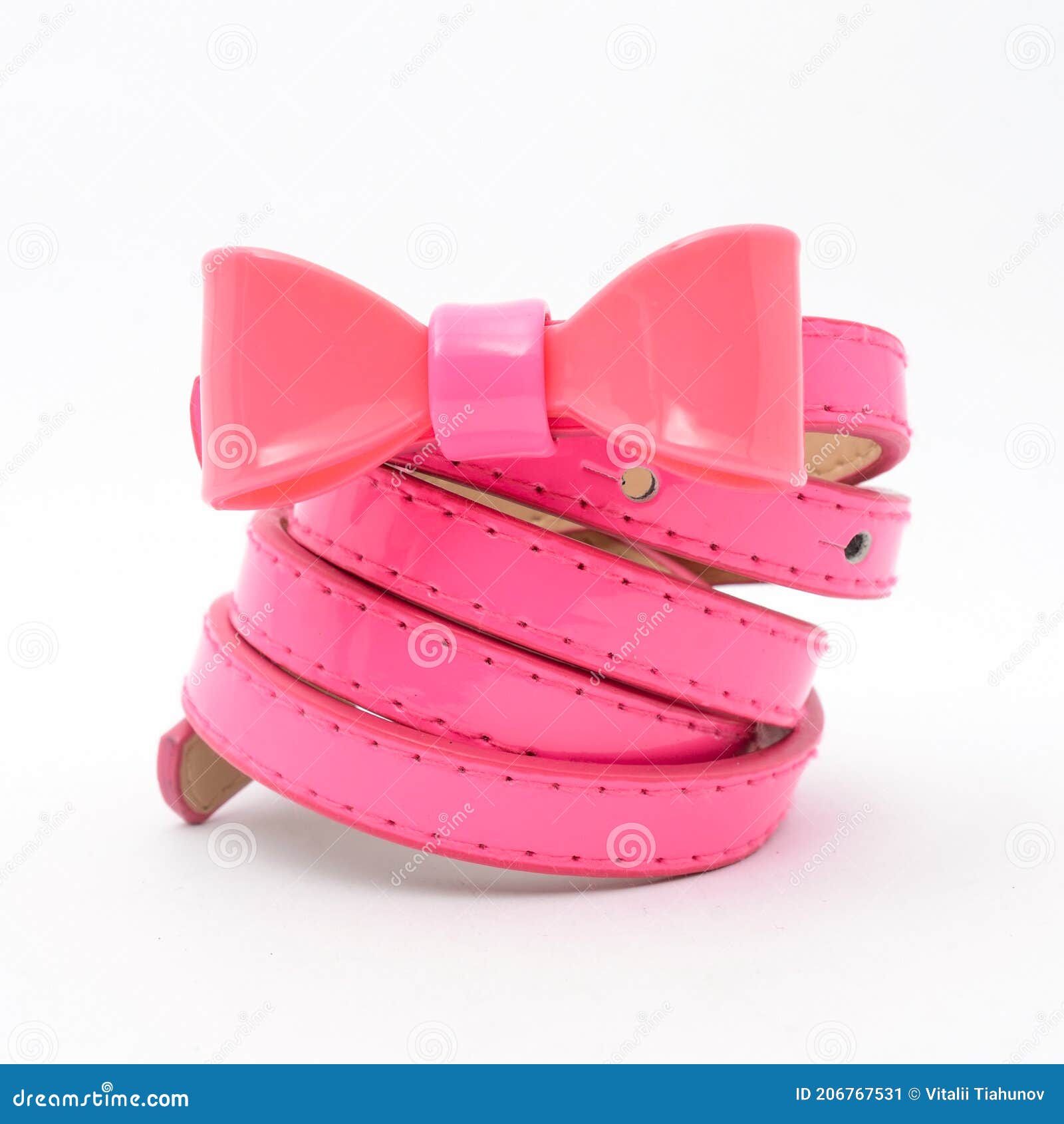 Pink Belt with a Bow Isolated on White Stock Image Image of