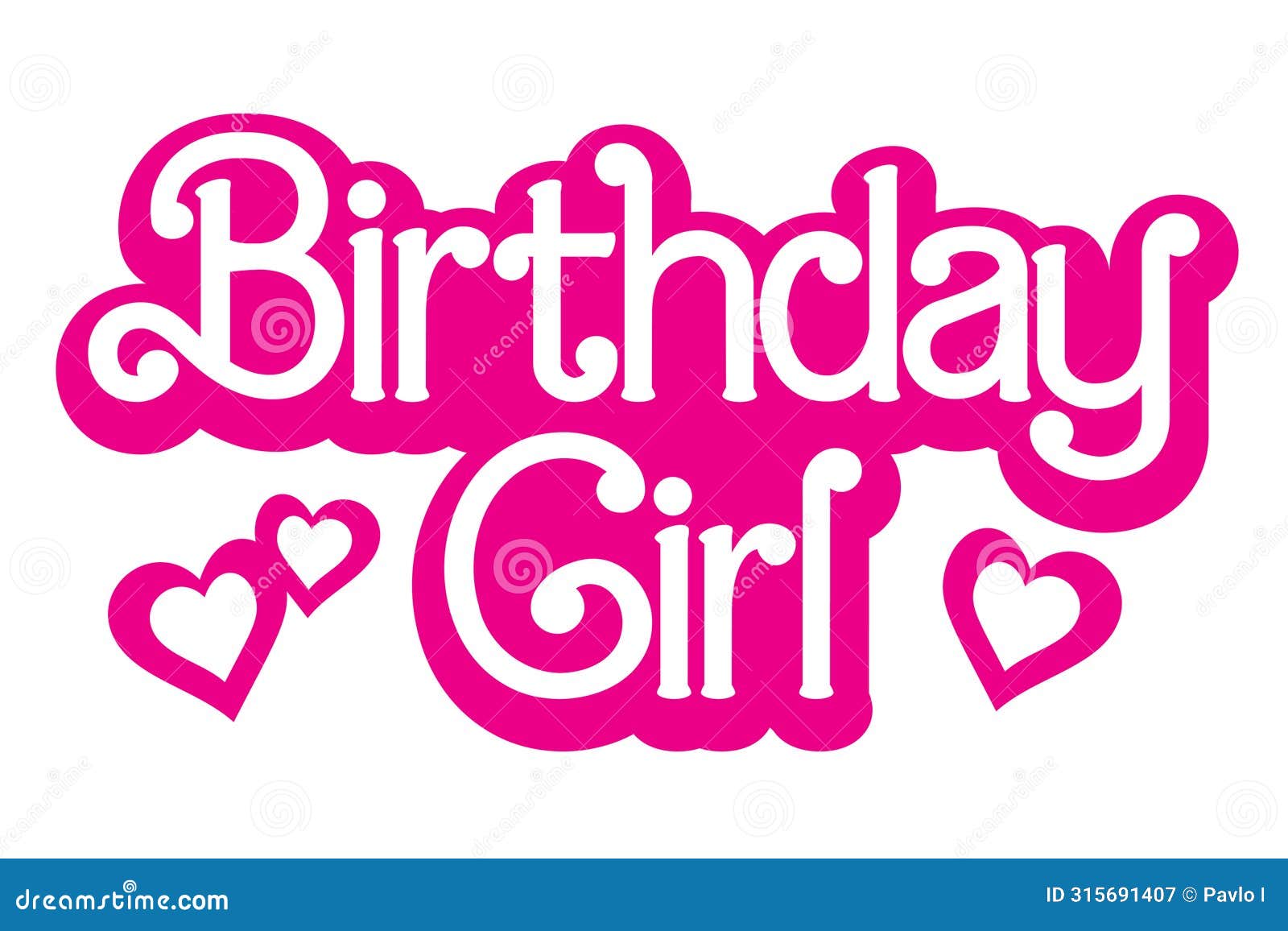 pink birthday girl clipart, pink girly birthday party, cut text 