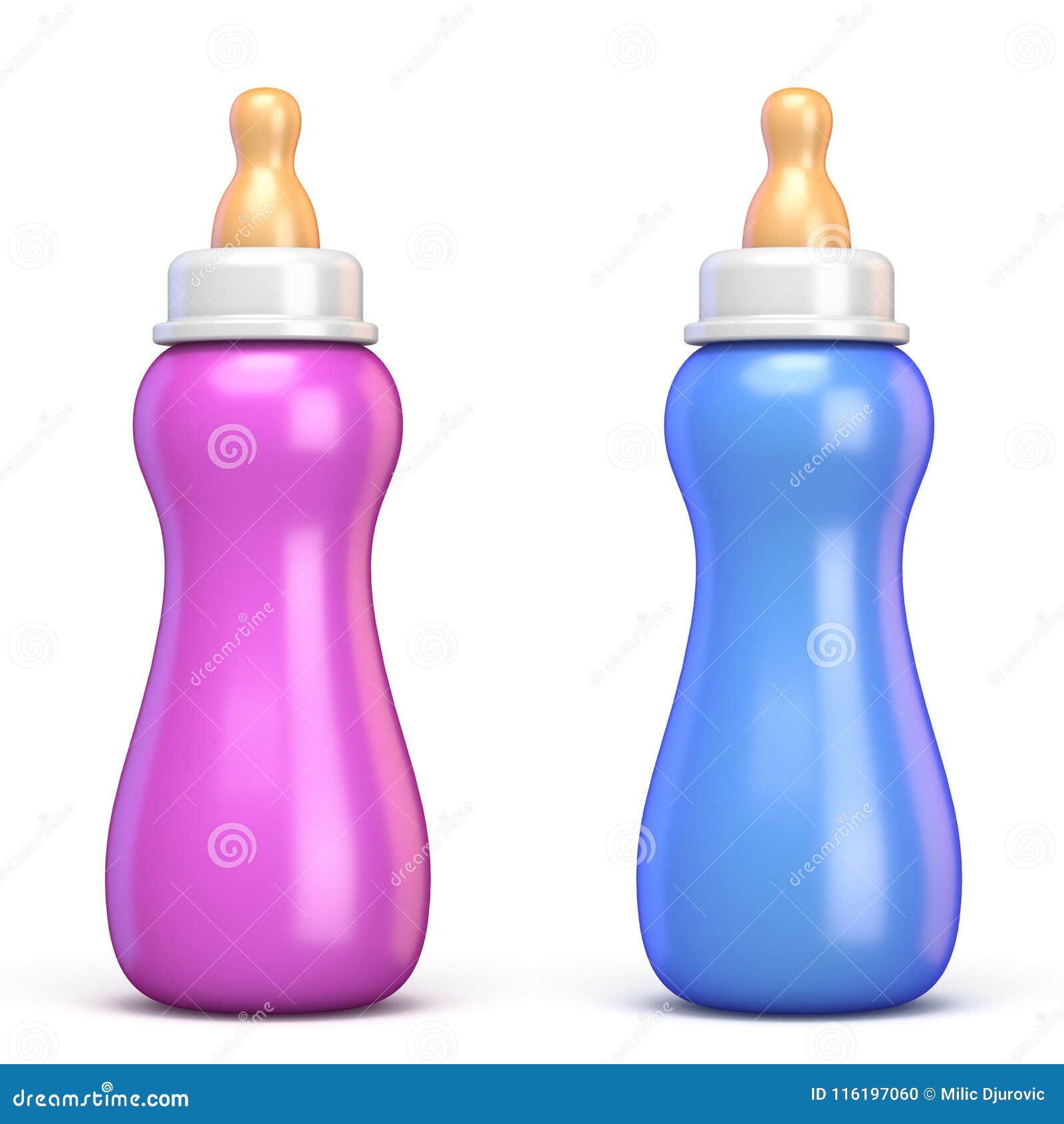 Download Pink And Blue Baby Bottle 3D Stock Illustration - Illustration of pink, container: 116197060