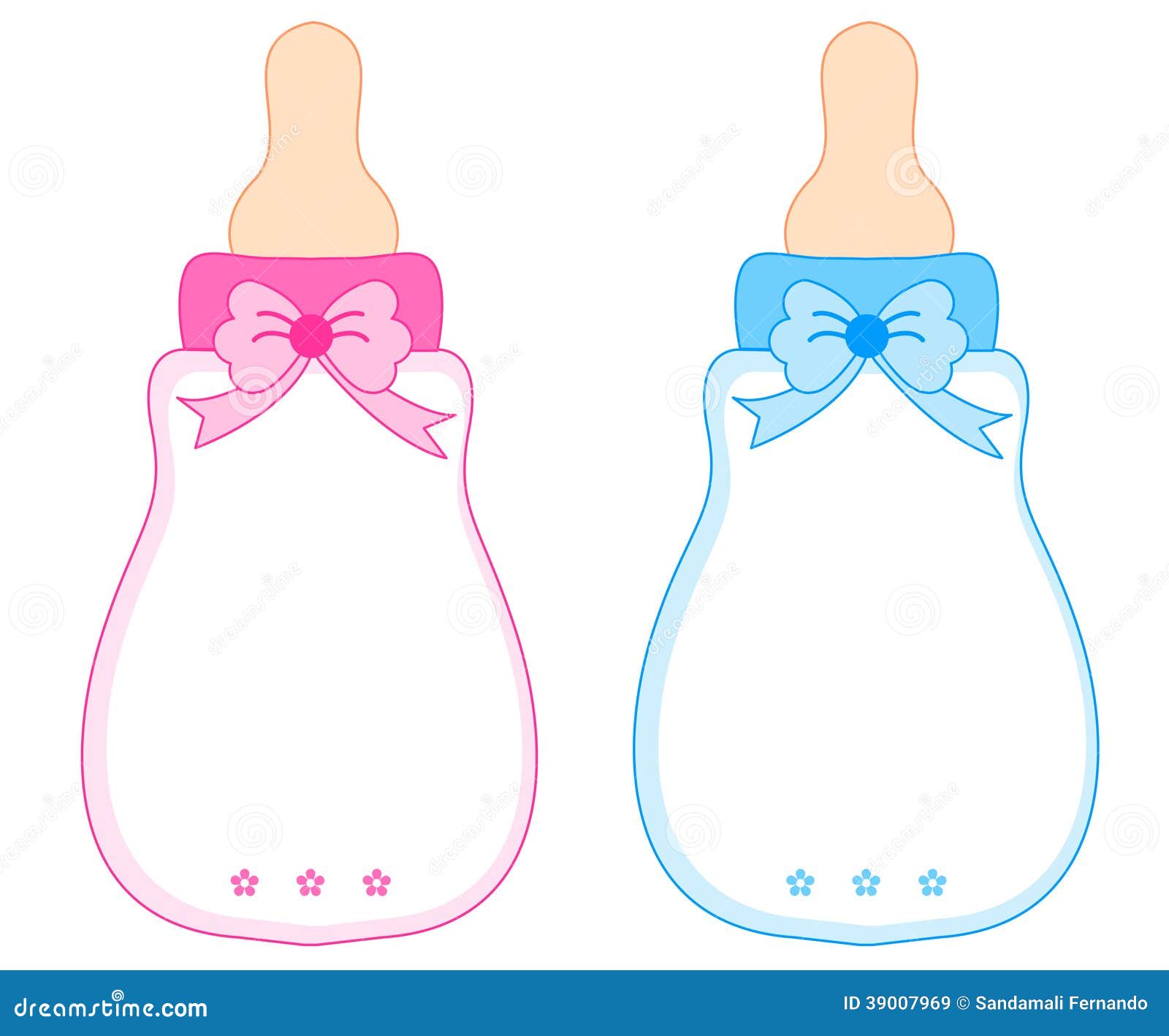 Download Pink and Blue Baby Bottles stock illustration. Illustration of outlines - 39007969