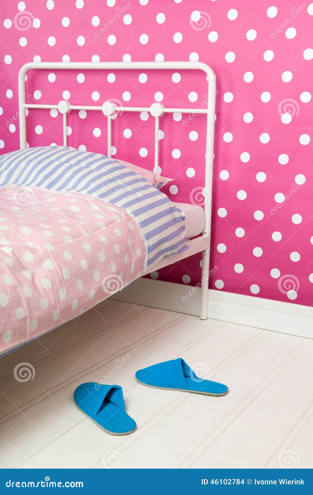 Pink and blue bedroom stock photo. Image of interior 46102784