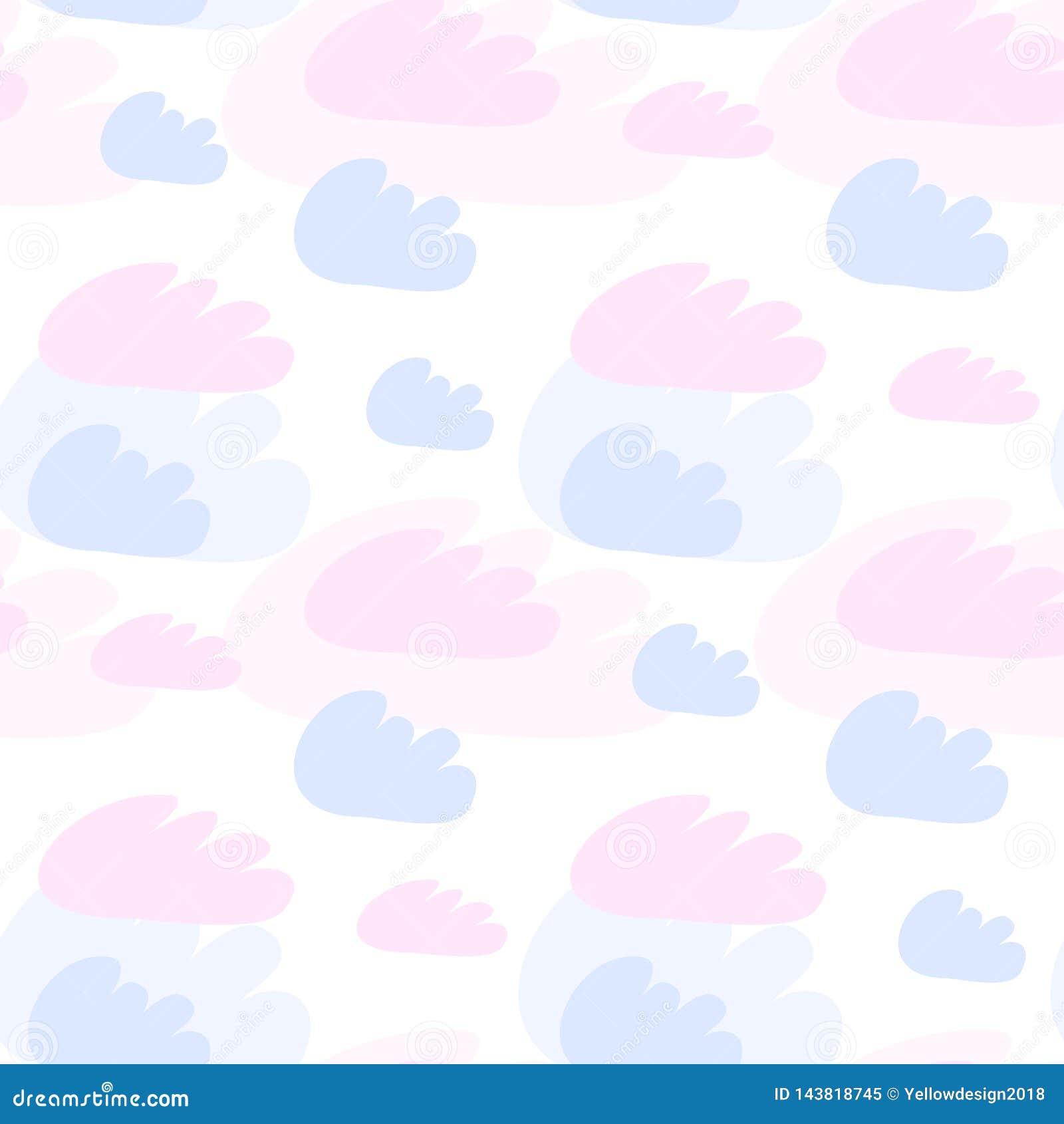Pink And Blue Clouds Seamless Pattern Vector Design Baby Pink And Blue Clouds Seamless Pattern Vector Design Baby