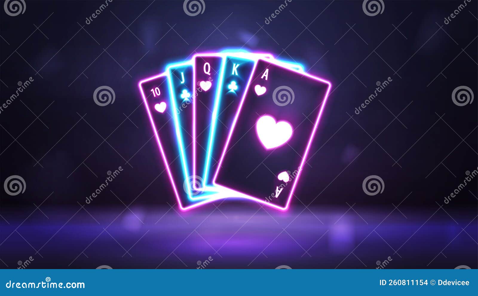 Neon Playing Cards, Zodiac Signs. 54 Black Cards With Neon Signs Of The