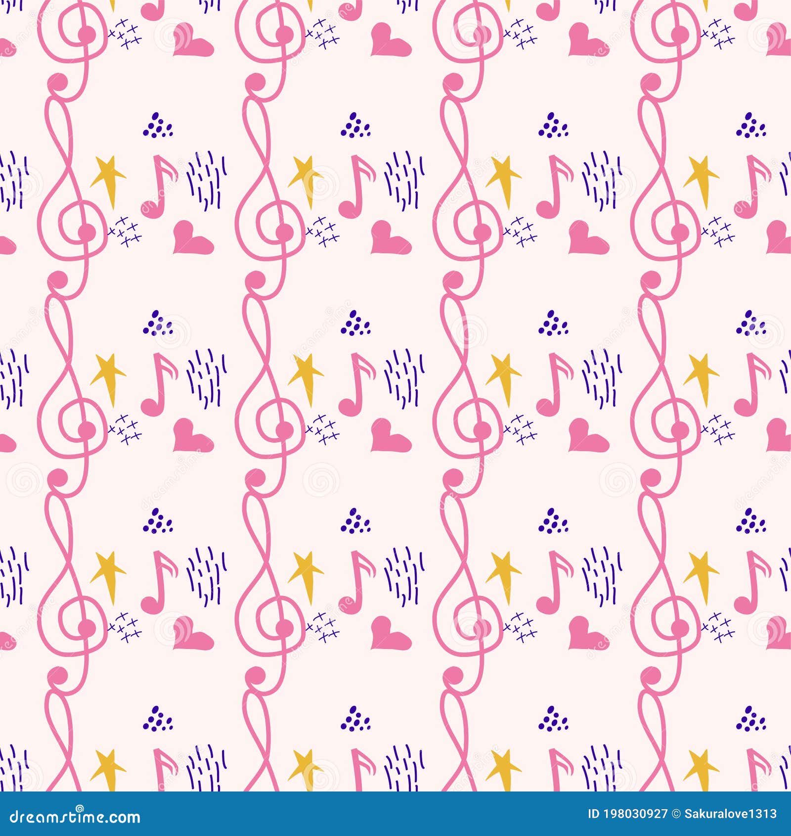 Pink, Blue Pastel Texture with Musical Notes and a Treble Clef ...