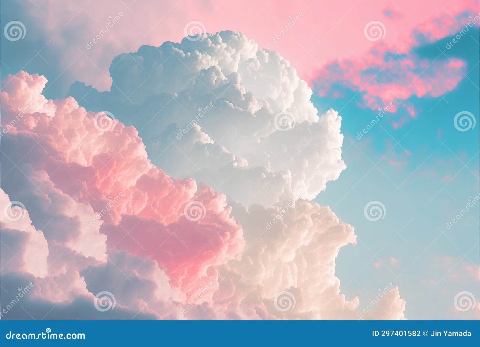 Pink and Blue Sky with Clouds. Nature Background Stock Illustration