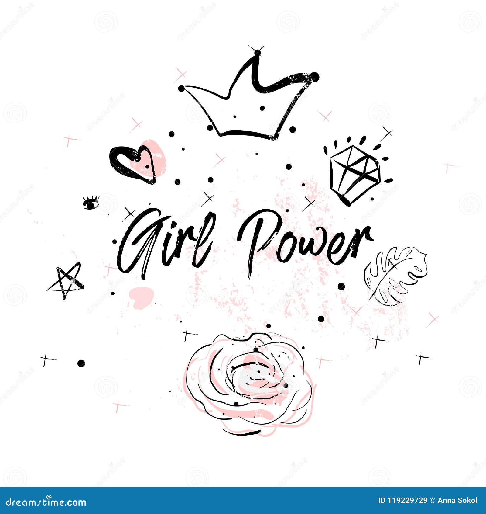 Pink blush girl power stock vector. Illustration of brush - 119229729