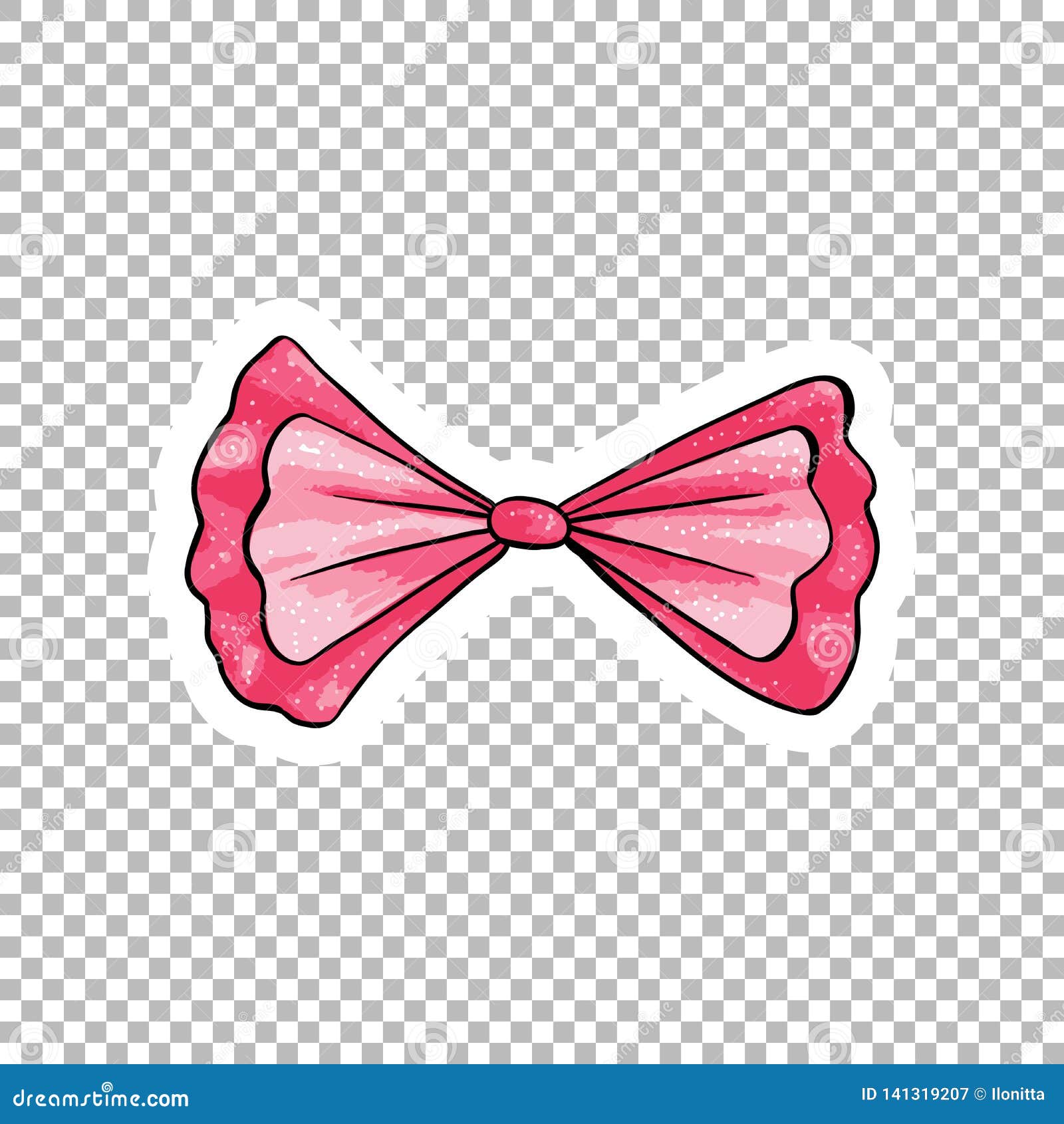 Pink Bow Ribbon Hand Drawing, Stock vector