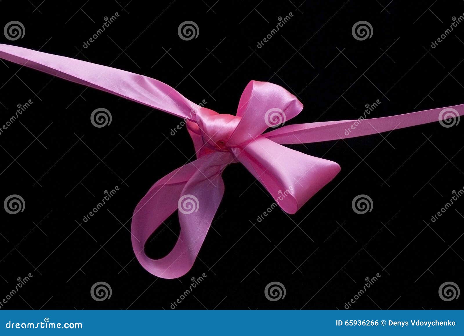 Pink Bow Isolated on Black Background. Stock Photo Image of decorate