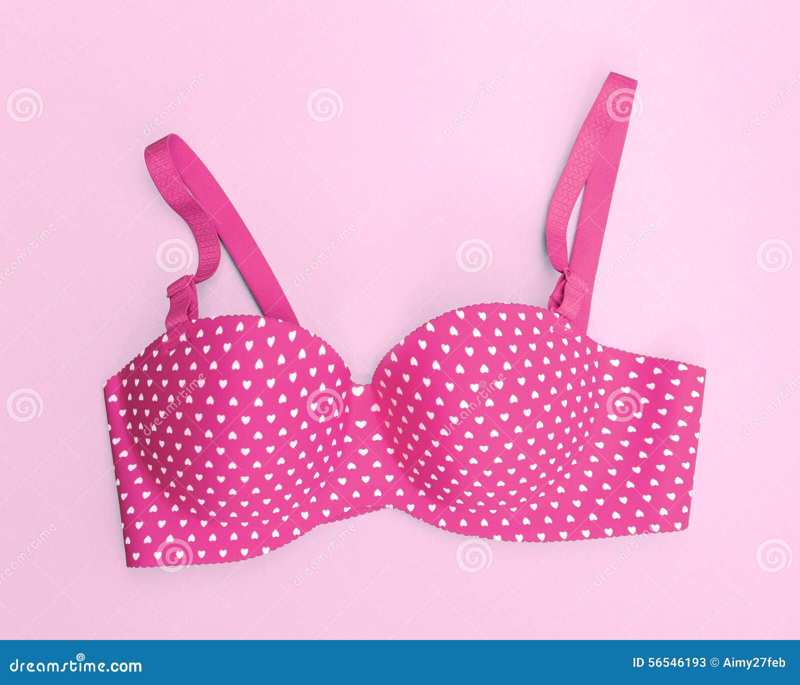 Pink Bra with Many Heart Shapes on Pink Background Stock Image Image