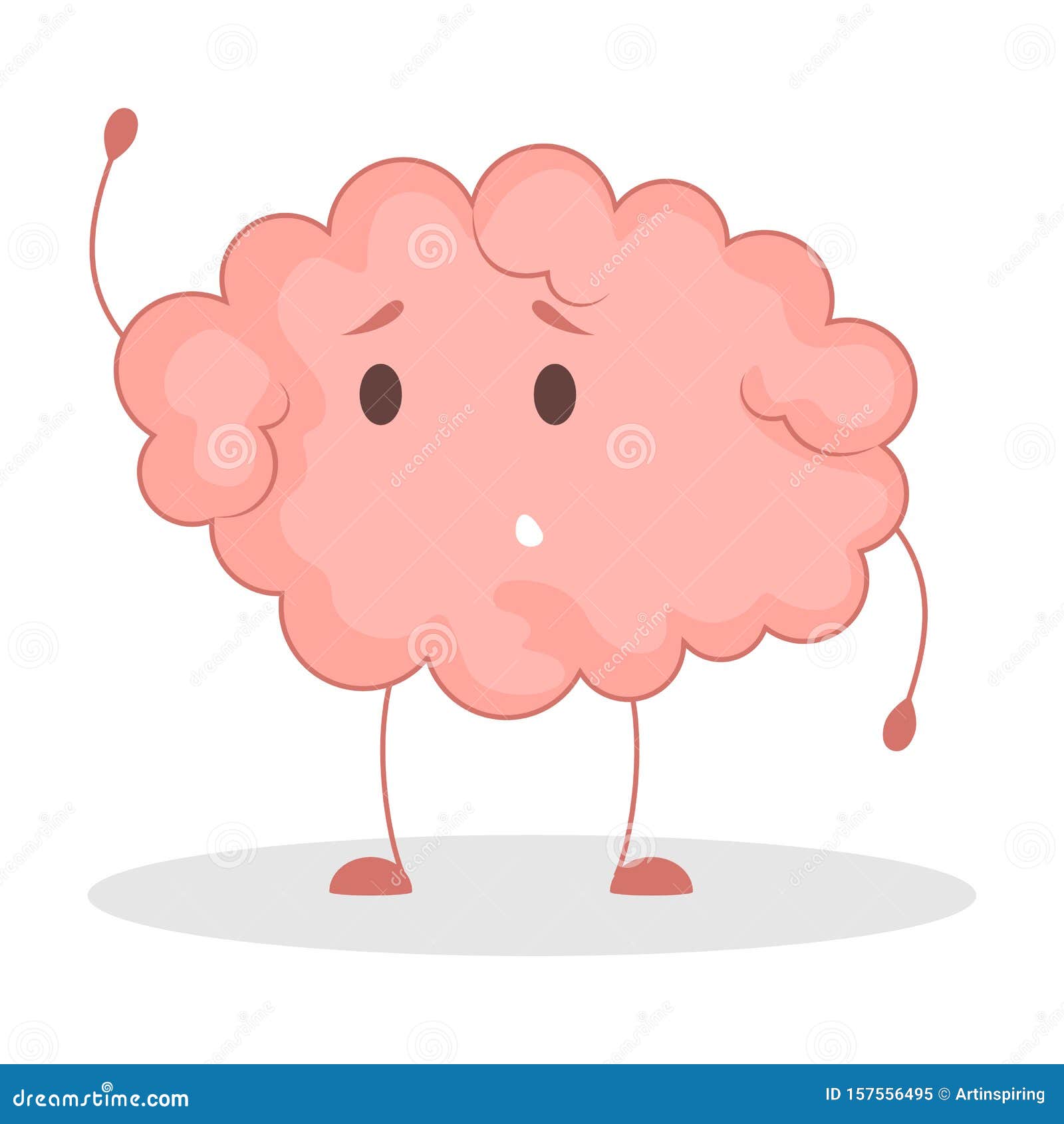 Pink Brain Character, Happy Sticker. Cute Funny Human Organ Stock ...