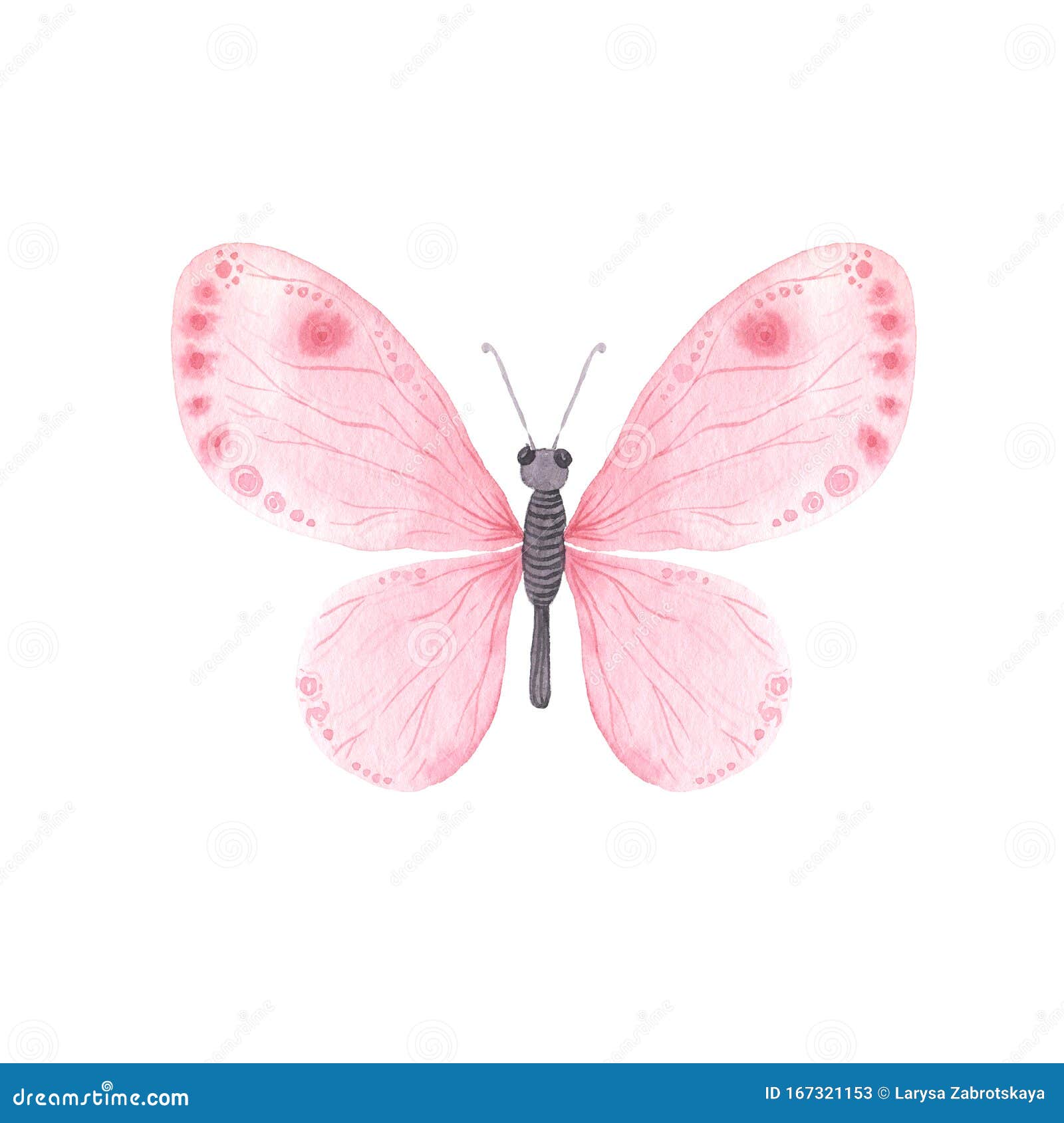 Pink Bright Watercolor Butterfly Stock Illustration - Illustration of  collection, vintage: 167321153
