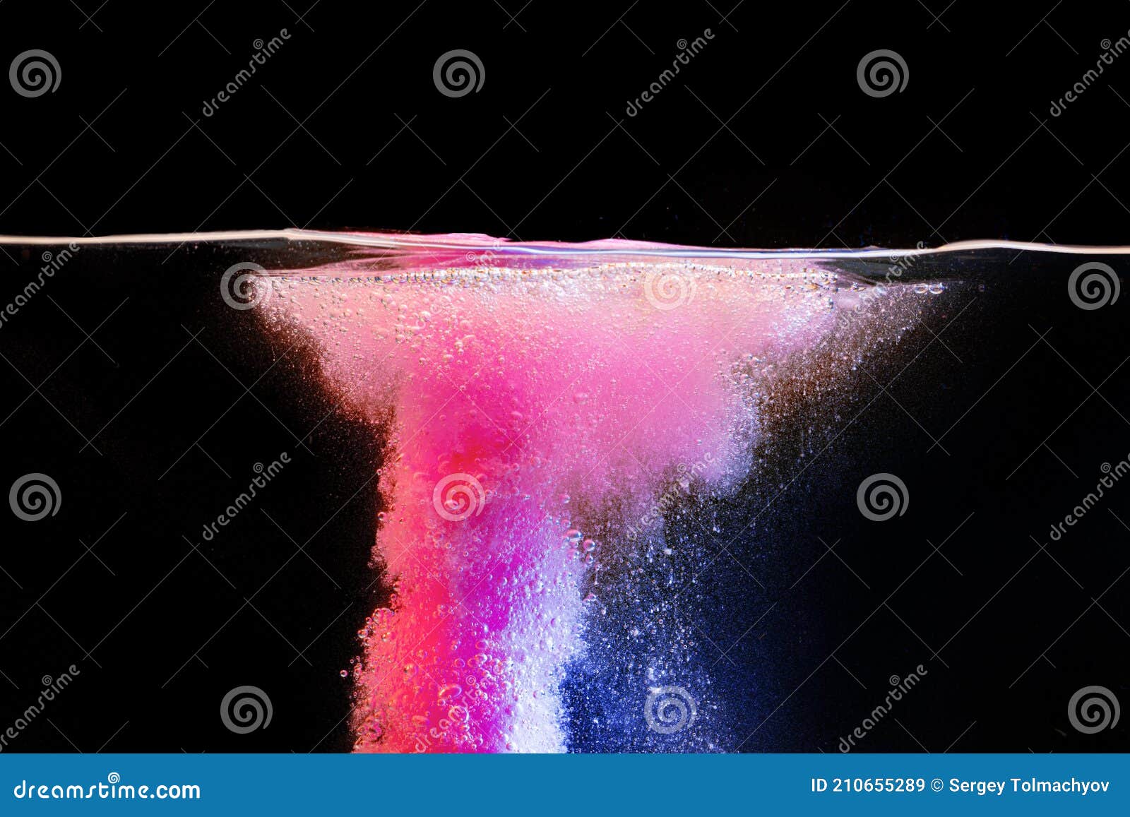 Pink Bubbly Boiling Water Against Black Background Stock Image Image