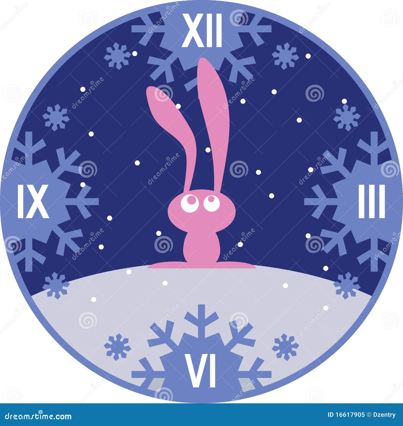 Pink bunny stock vector. Illustration of cute, clock 16617905