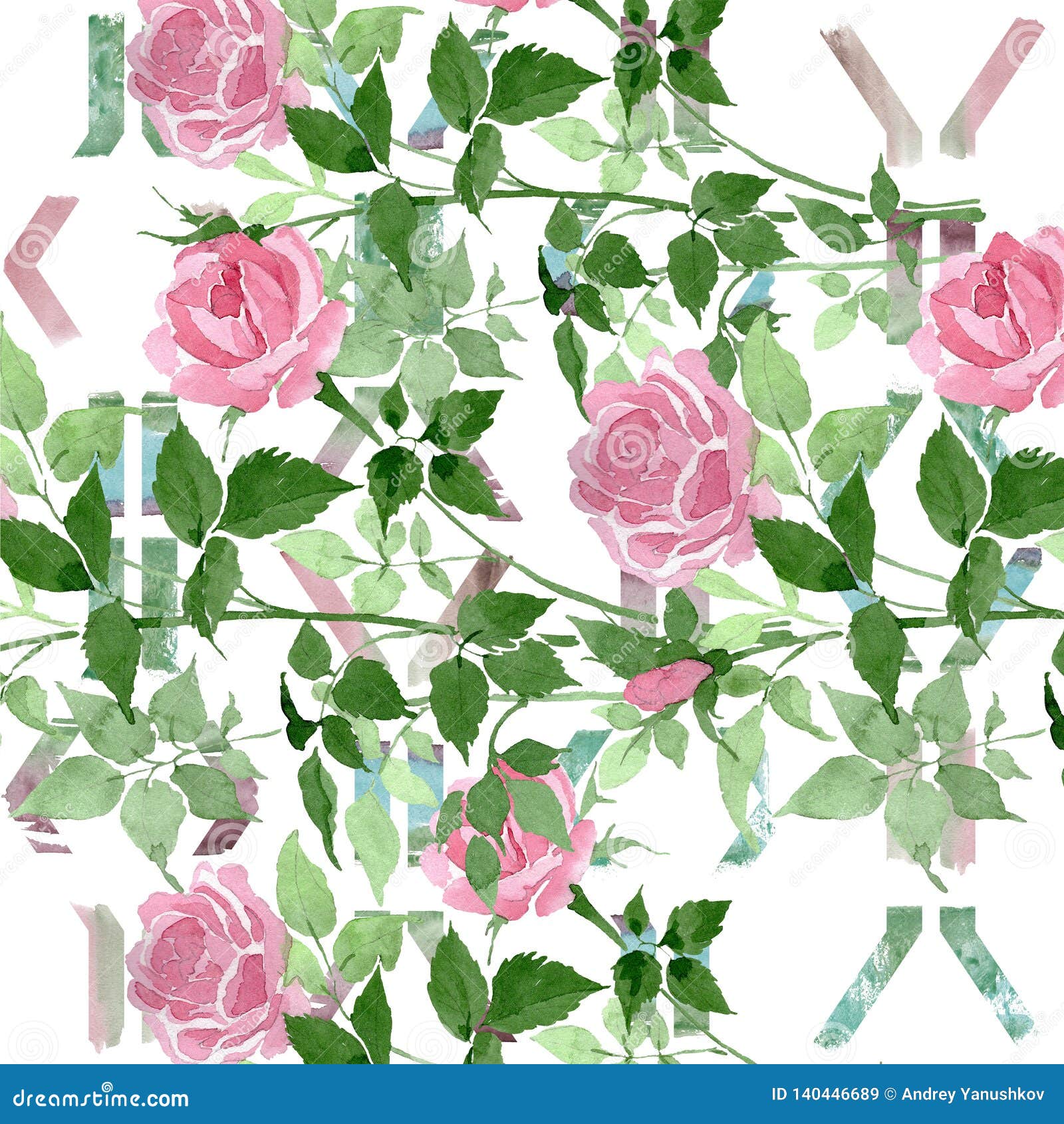 Pink Bush Roses Floral Botanical Flowers. Watercolor Background ...