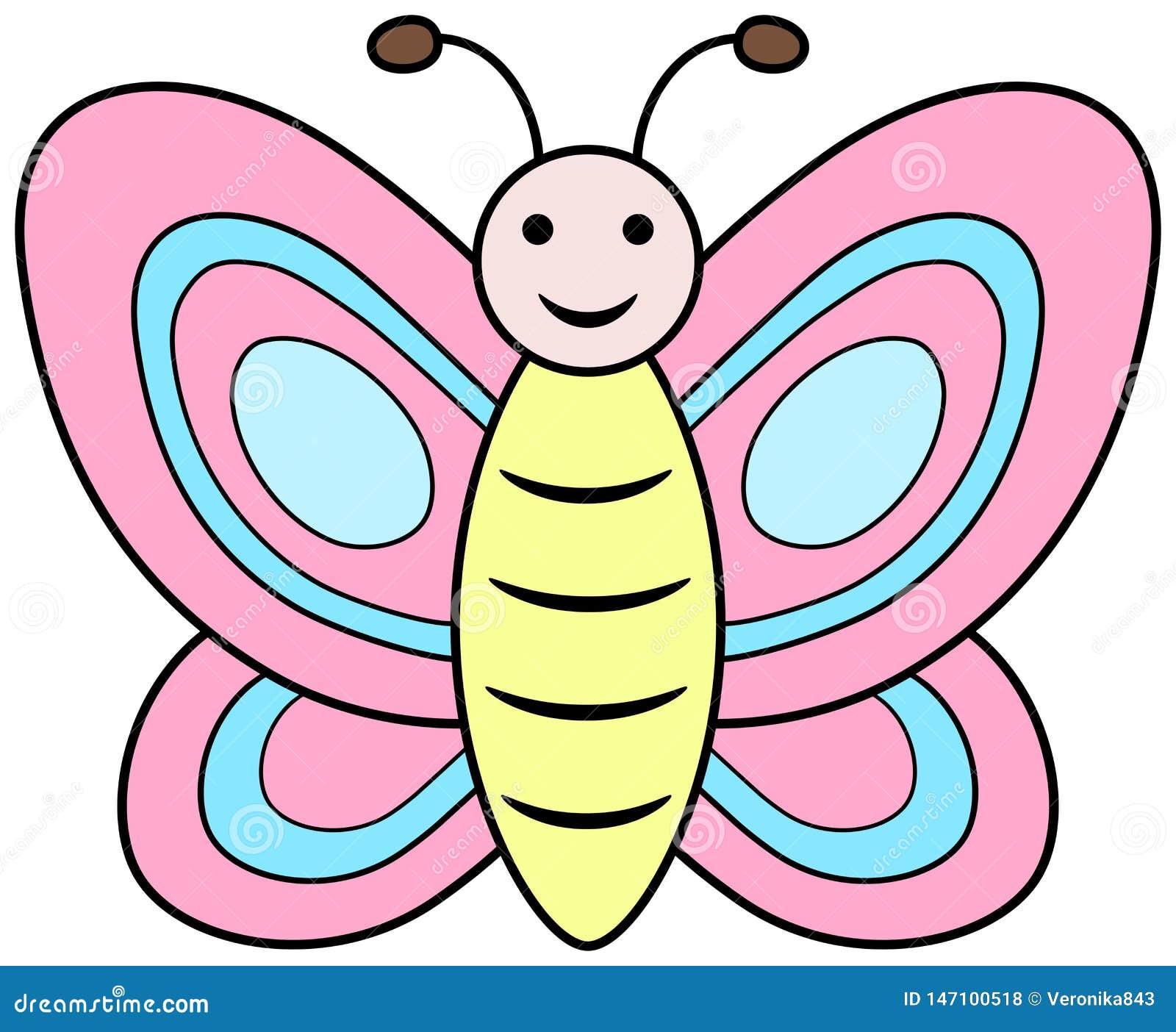 Pink Butterfly Clipart. Cartoon Vector Illustration Stock Vector -  Illustration of female, baby: 147100518