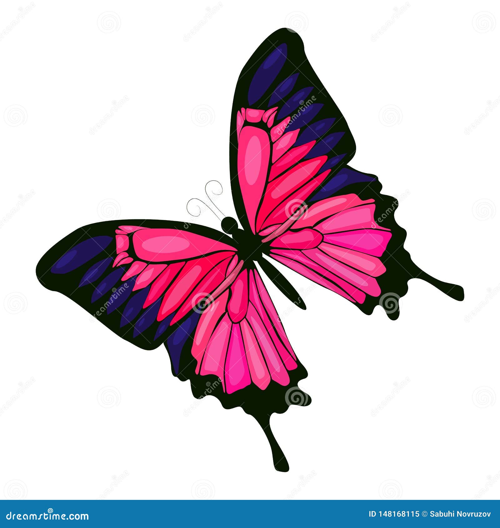 Download Pink Butterfly Vector Icon On A White Background. Insect ...