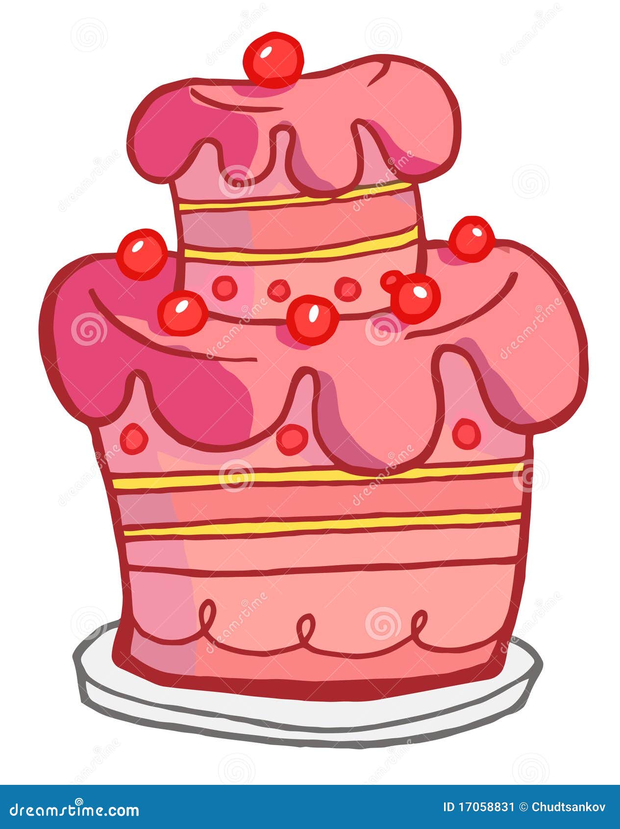 Pink cake stock vector. Illustration of birthdays, colourful 17058831