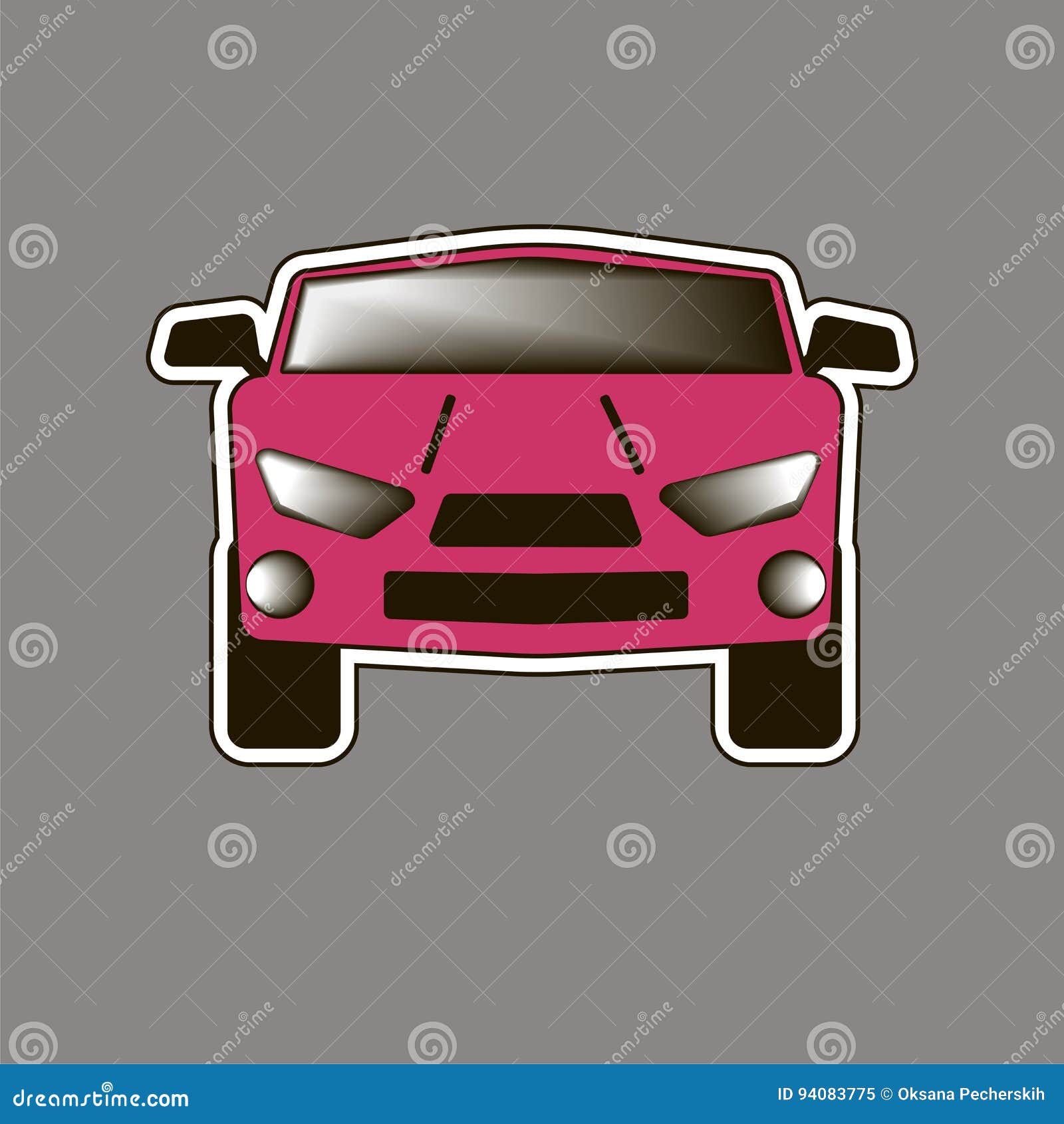 The pink car. Sticker stock vector. Illustration of design 94083775